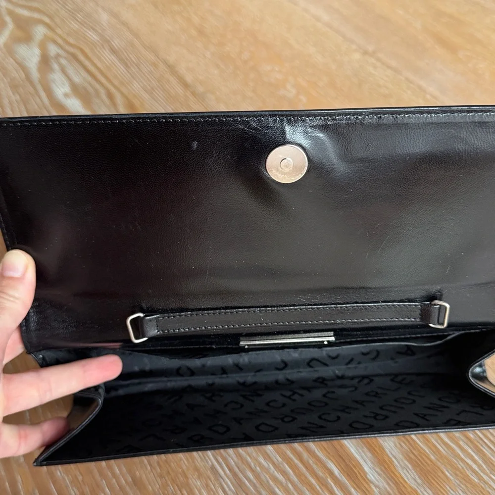 Vintage Charles Jordan genuine leather clutch with geometric design